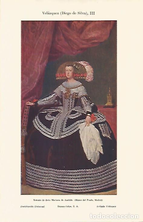Otros art&iacute;culos de coleccionismo en papel: LAMINA ESPASA 5966: Retrato de Do&ntilde;a Mariana de Austria por Velazquez - Varios Autores