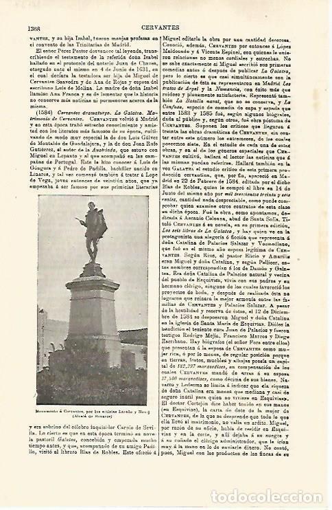 Otros art&iacute;culos de coleccionismo en papel: LAMINA ESPASA 32537: Monumento a Cervantes en Alcala de Henares - Varios