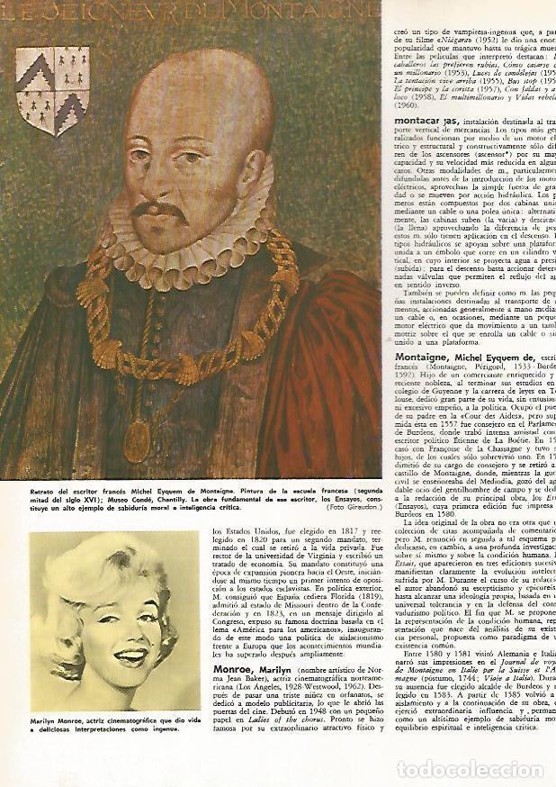 Otros art&iacute;culos de coleccionismo en papel: LAMINA MONITOR 0502: Retrato de Michel Eyquem y Marilyn Monroe - Varios