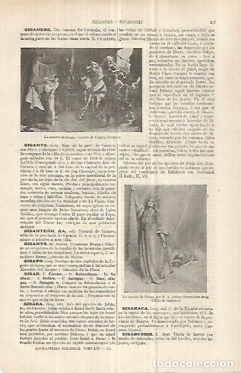 Otros art&iacute;culos de coleccionismo en papel: LAMINA ESPASA 33085: La muerte de Sisara, por R. tusquets y por E.A. Abbey - Varios