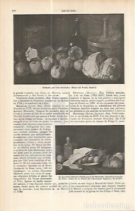 Otros art&iacute;culos de coleccionismo en papel: LAMINA ESPASA 17784: Bodegon y El Almuerzo por Luis Menendez - Varios