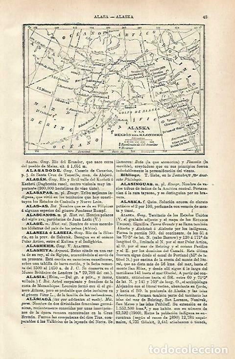 Otros art&iacute;culos de coleccionismo en papel: LAMINA ESPASA 33618: Mapa de Alaska - Varios