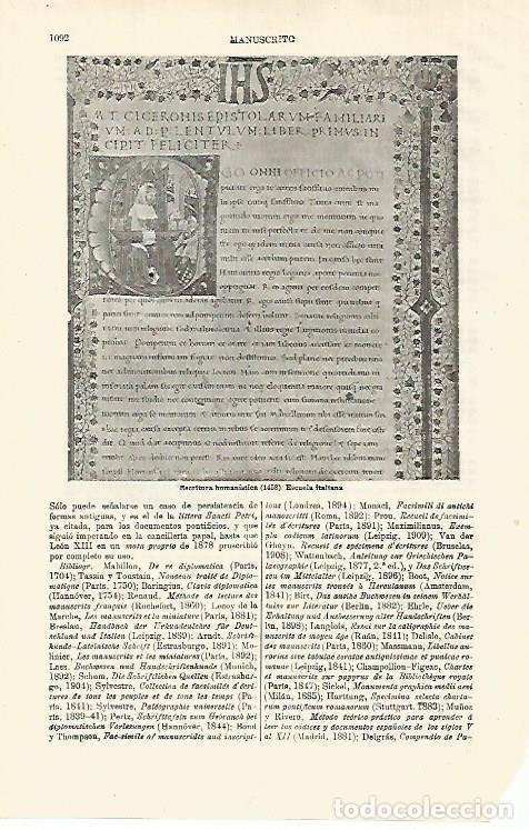 Otros art&iacute;culos de coleccionismo en papel: LAMINA ESPASA 18679: Escritura humanistica - Varios