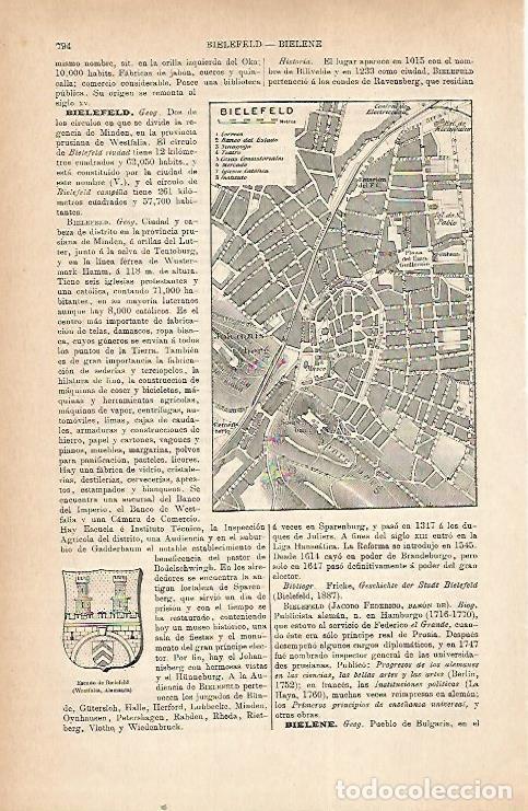 Otros art&iacute;culos de coleccionismo en papel: LAMINA ESPASA 22246: Plano de Bielefeld Alemania - Varios