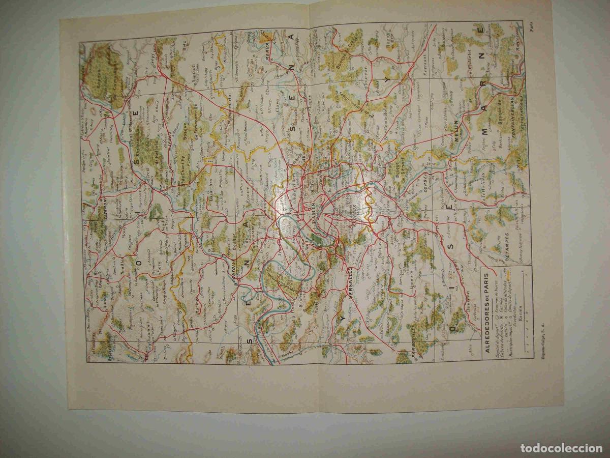 Otros art&iacute;culos de coleccionismo en papel: LAMINA ESPASA 23324: Mapa de los alrededores de Paris - Varios