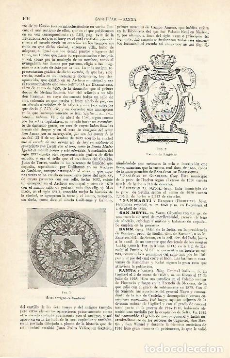 Otros art&iacute;culos de coleccionismo en papel: LAMINA ESPASA 14076: Escudo de Sanlucar - Varios