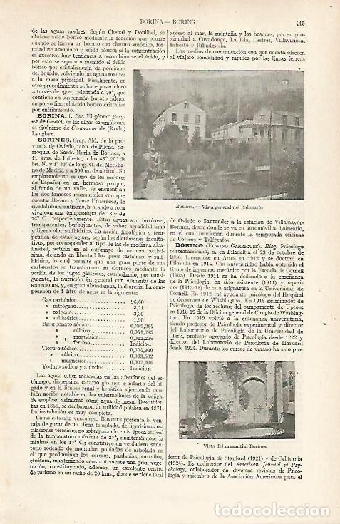 Otros art&iacute;culos de coleccionismo en papel: LAMINA ESPASA 24350: Balneario de Borines - Varios