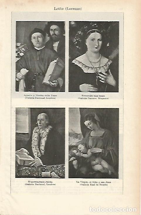 Otros art&iacute;culos de coleccionismo en papel: LAMINA ESPASA 1862: Retratos pintados por Lotto - Varios Autores