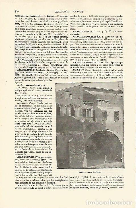 Otros art&iacute;culos de coleccionismo en papel: LAMINA ESPASA 23725: Palacio Consistorial de Anagni en Italia - Varios
