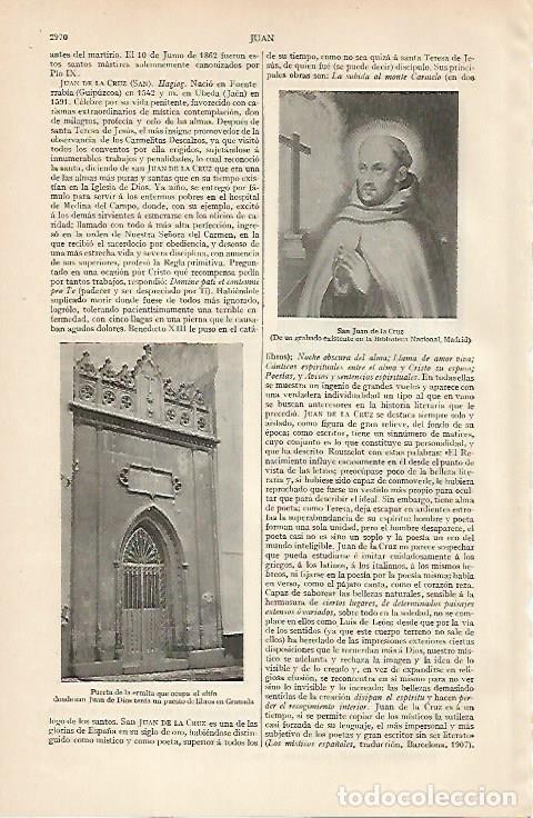 Otros art&iacute;culos de coleccionismo en papel: LAMINA ESPASA 6271: Grabado que representa a San Juan de la Cruz - Varios Autores