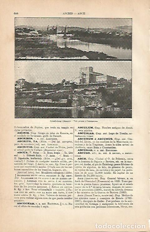 Otros art&iacute;culos de coleccionismo en papel: LAMINA ESPASA Alemania 5647: Vistas de Aschaffenburgo Alemania - Varios Autores