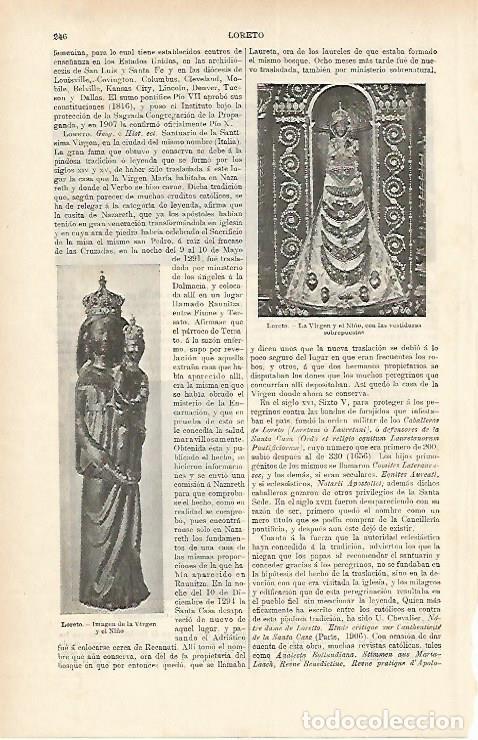 Otros art&iacute;culos de coleccionismo en papel: LAMINA ESPASA 1869: La Virgen de Loreto - Varios Autores
