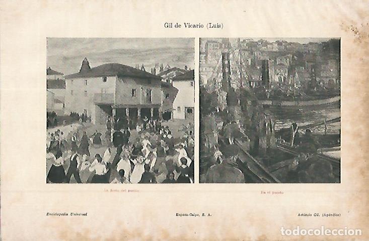 Otros art&iacute;culos de coleccionismo en papel: LAMINA ESPASA 11370: La fiesta del pueblo y En el puerto por Gil de Vicario - Varios