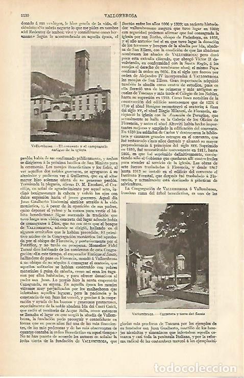 Otros art&iacute;culos de coleccionismo en papel: LAMINA ESPASA 4828: Vistas de Vallombrosa Italia - Varios Autores