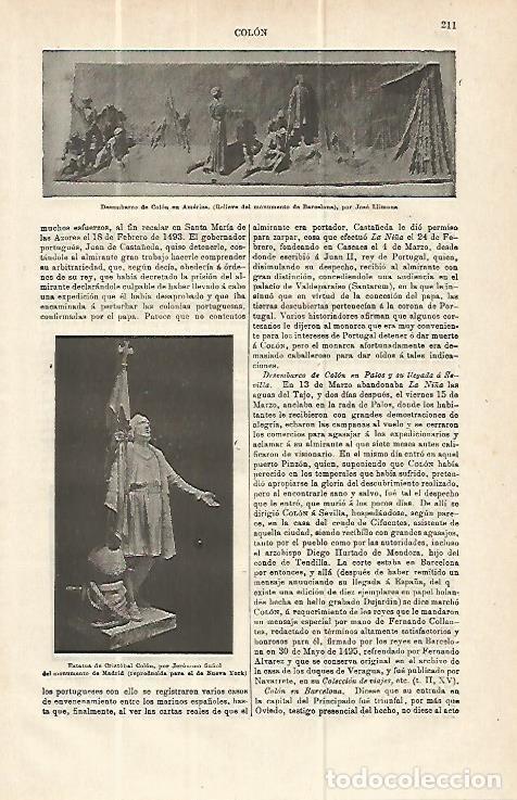 Otros art&iacute;culos de coleccionismo en papel: LAMINA ESPASA 13931: Desembarco de Colon en America por Josep Llimona - Varios