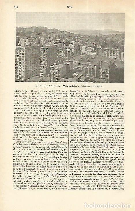 Otros art&iacute;culos de coleccionismo en papel: LAMINA ESPASA 18286: Vista parcial de San Francisco California - Varios