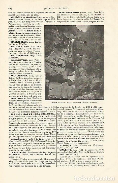Otros art&iacute;culos de coleccionismo en papel: LAMINA ESPASA 18587: Cascada de Mallin Cosquin Argentina - Varios