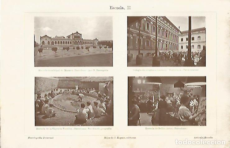 Otros art&iacute;culos de coleccionismo en papel: LAMINA ESPASA 18949: Escuela de El Masnou Maristas de Barcelona Sagrada Familia y Bellas Artes de B