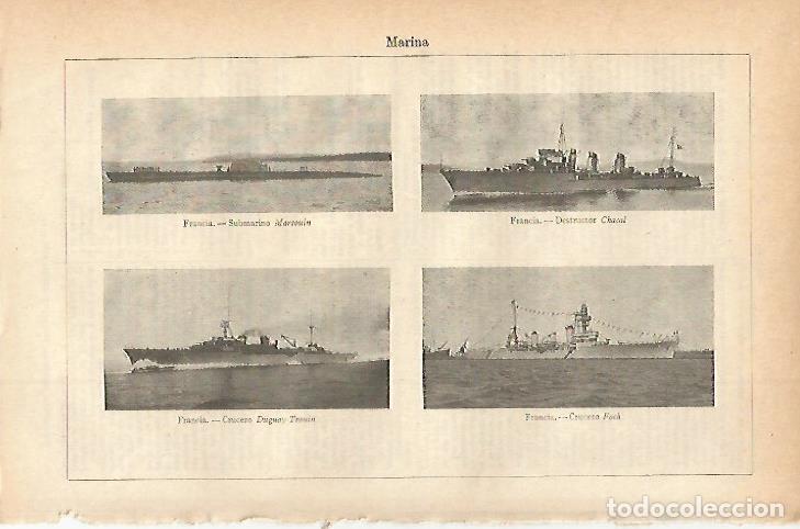 Otros art&iacute;culos de coleccionismo en papel: LAMINA ESPASA 7821: Barcos de la Marina de Francia - Varios