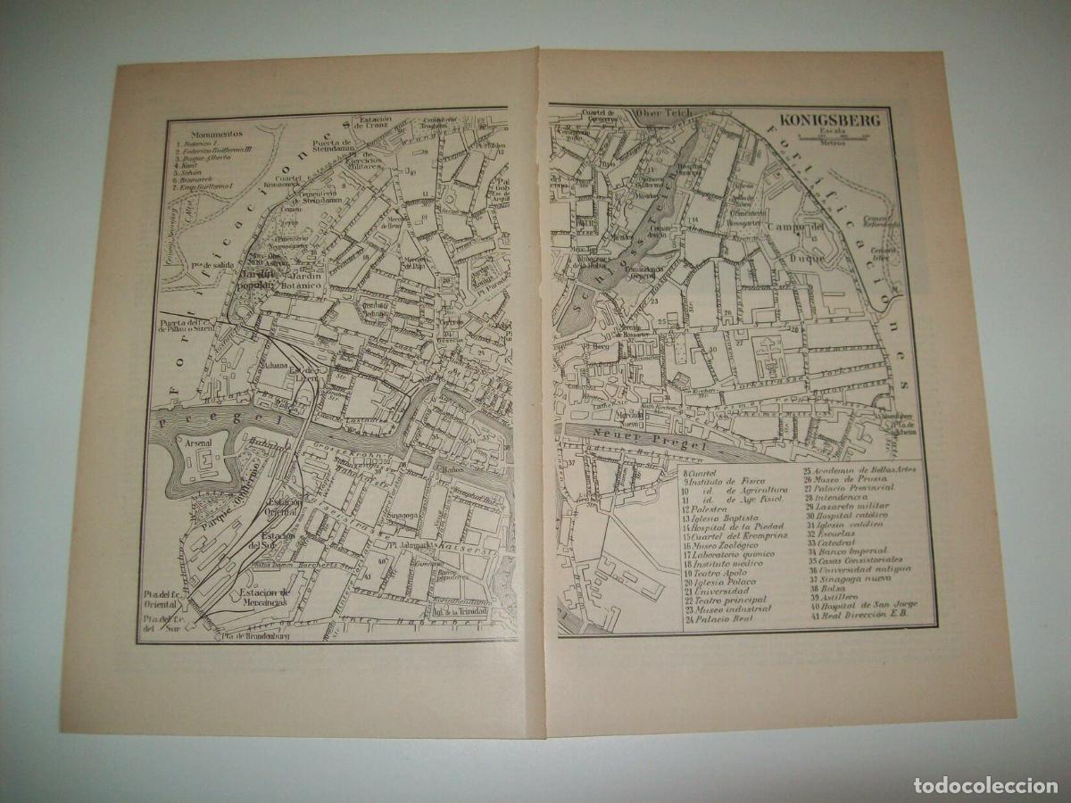 Otros art&iacute;culos de coleccionismo en papel: LAMINA ESPASA 6362: Plano de Konigsberg Rusia - Varios Autores