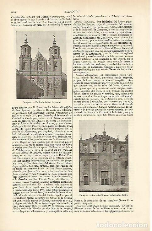 Otros art&iacute;culos de coleccionismo en papel: LAMINA ESPASA 1676: Palacio de San Cayetano Zaragoza - Varios Autores