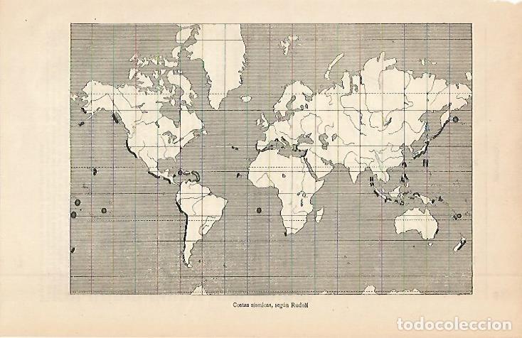 Otros art&iacute;culos de coleccionismo en papel: LAMINA ESPASA 2638: Mapa de las costas sismicas - Varios Autores
