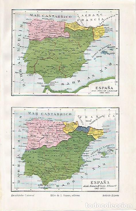 Otros art&iacute;culos de coleccionismo en papel: LAMINA ESPASA 10151: Mapa de Espa&ntilde;a en los siglos IX y X - Varios