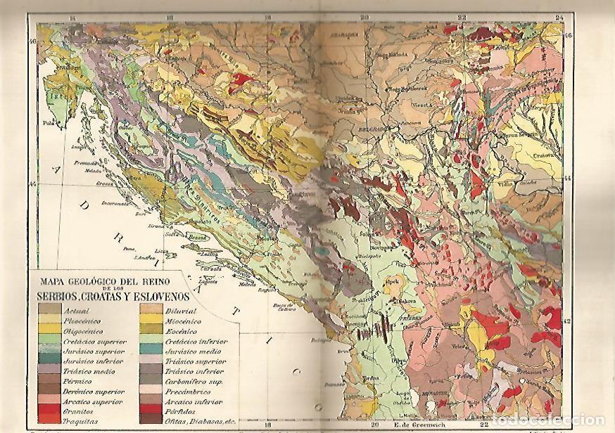 Otros art&iacute;culos de coleccionismo en papel: LAMINA ESPASA 601: Mapa geologico de los serbios croatas y eslovenos - Varios autores