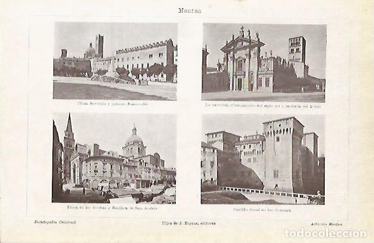Otros art&iacute;culos de coleccionismo en papel: LAMINA ESPASA 4000: Vistas de Mantua Italia - Varios Autores