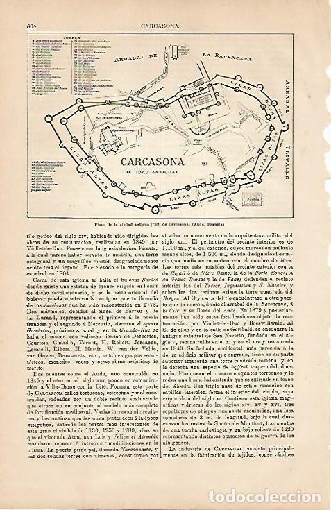 Otros art&iacute;culos de coleccionismo en papel: LAMINA ESPASA 4299: Plano de Carcassone Francia - Varios Autores