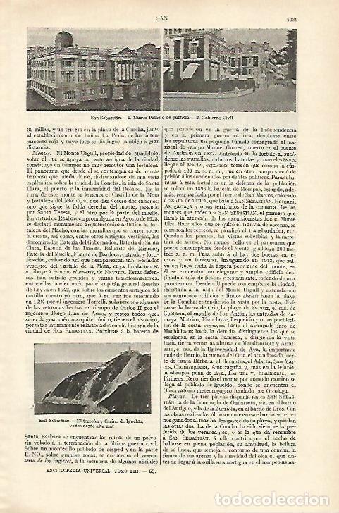 Otros art&iacute;culos de coleccionismo en papel: LAMINA ESPASA 18389: Palacio de Justicia en San Sebastian - Varios
