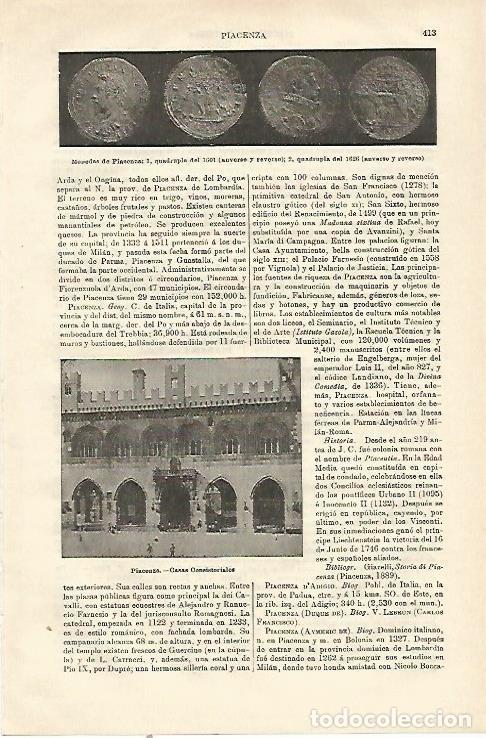 Otros art&iacute;culos de coleccionismo en papel: LAMINA ESPASA 23174: Ayuntamiento de Piacenza - Varios