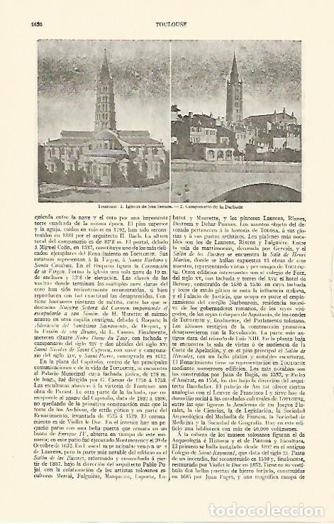 Otros art&iacute;culos de coleccionismo en papel: LAMINA ESPASA 1388: Vistas de Toulouse Francia - Varios Autores