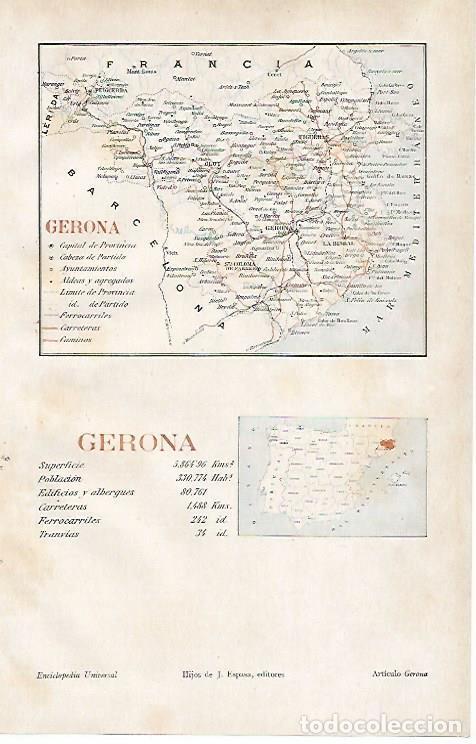 Otros art&iacute;culos de coleccionismo en papel: LAMINA ESPASA 24954: Mapa de la provincia de Girona - Varios
