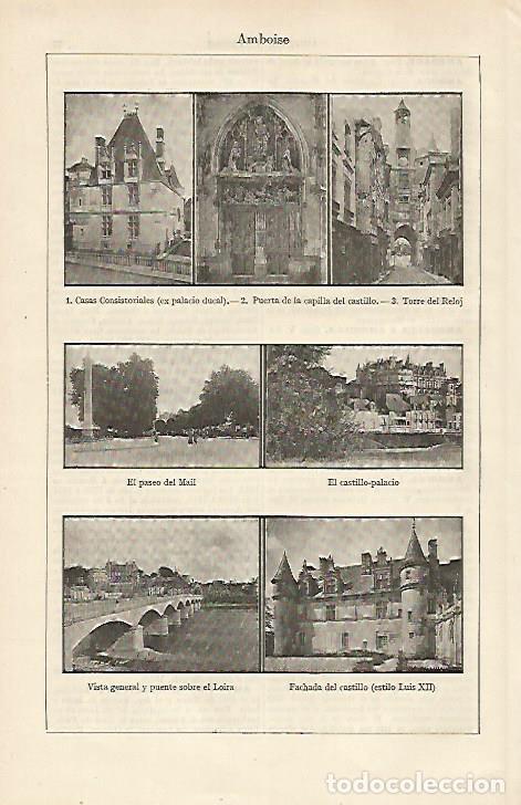 Otros art&iacute;culos de coleccionismo en papel: LAMINA ESPASA 23661: Vistas de Amboise - Varios