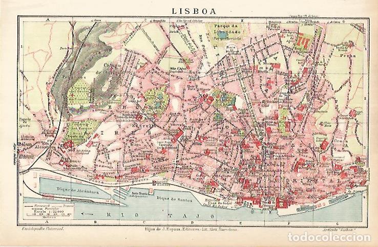 Otros art&iacute;culos de coleccionismo en papel: LAMINA ESPASA 25753: Plano de Lisboa - Varios