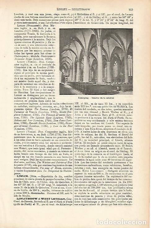 Otros art&iacute;culos de coleccionismo en papel: LAMINA ESPASA 25722: Interior de la Catedral de Linoping Suecia - Varios