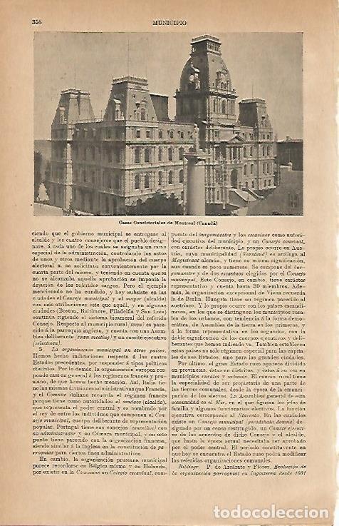 Otros art&iacute;culos de coleccionismo en papel: LAMINA ESPASA 24507: Ayuntamiento de Montreal - Varios