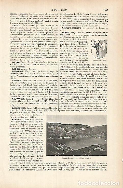 Otros art&iacute;culos de coleccionismo en papel: LAMINA ESPASA 25768: Escudo y vista de Lissa Austria - Varios