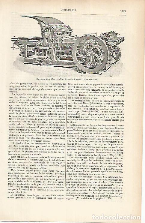 Otros art&iacute;culos de coleccionismo en papel: LAMINA ESPASA 25774: Maquina litografica a vapor - Varios