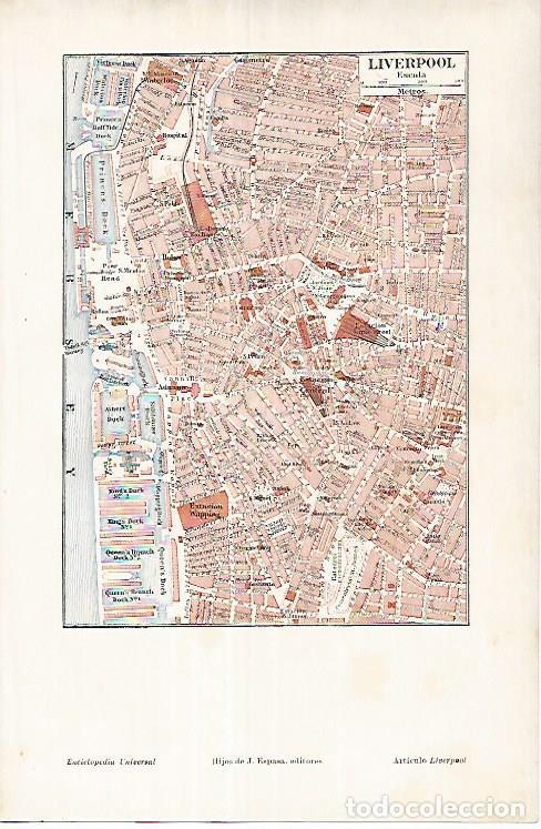 Otros art&iacute;culos de coleccionismo en papel: LAMINA ESPASA 25779: Plano de Liverpool - Varios