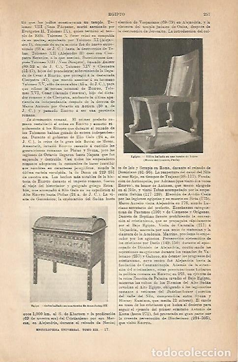 Otros art&iacute;culos de coleccionismo en papel: LAMINA ESPASA 6792: Silla y cofre de tumbas de Tebas. Egipto - Varios Autores