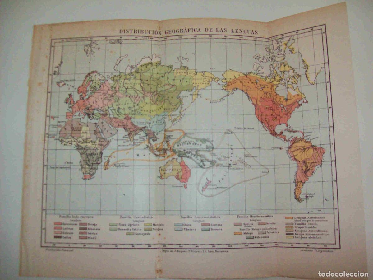 Otros art&iacute;culos de coleccionismo en papel: LAMINA ESPASA 25719: Mapa mundial de las lenguas - Varios