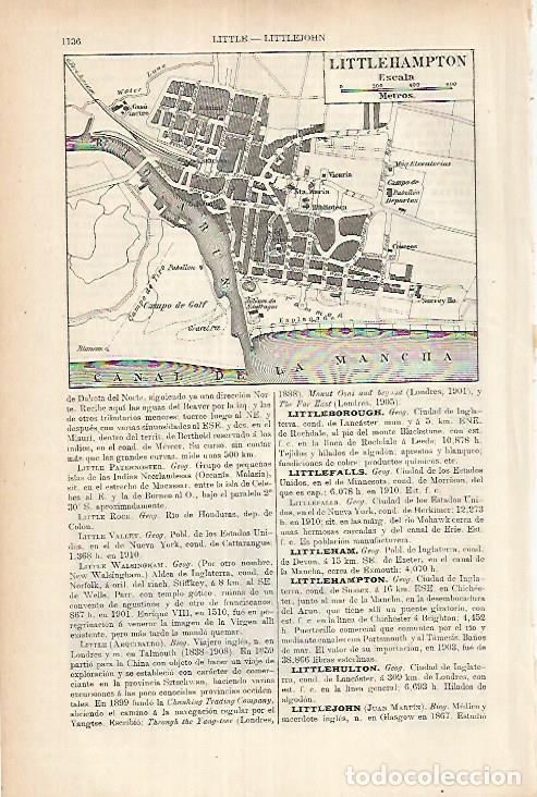 Otros art&iacute;culos de coleccionismo en papel: LAMINA ESPASA 25776: Plano de Littlehampton Inglaterra - Varios