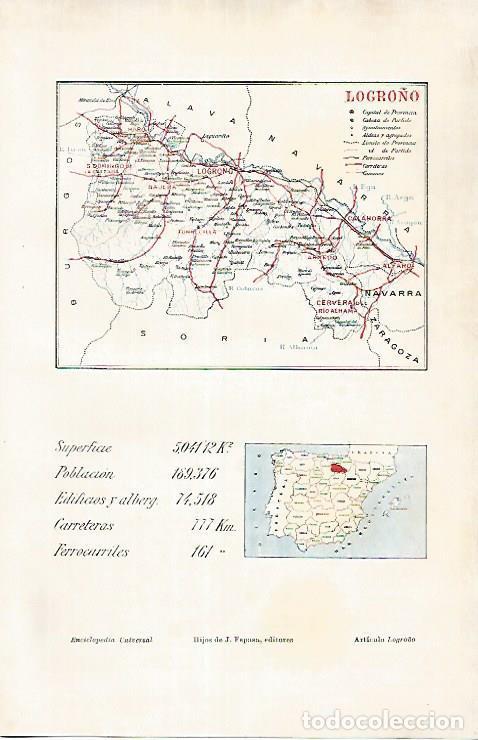 Otros art&iacute;culos de coleccionismo en papel: LAMINA ESPASA 25830: Mapa de la provincia de Logro&ntilde;o - Varios
