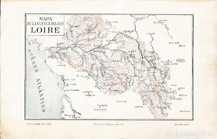 Otros art&iacute;culos de coleccionismo en papel: LAMINA ESPASA 25840: Mapa de la cuenca del rio Loire - Varios