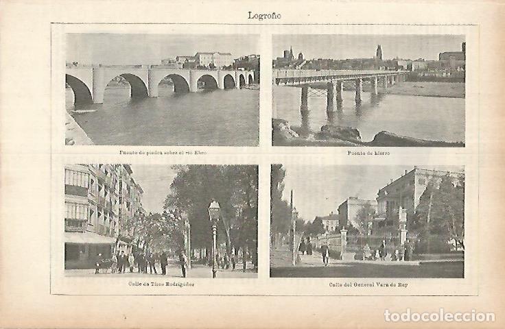 Otros art&iacute;culos de coleccionismo en papel: LAMINA ESPASA 25832: Puentes y calles de Logro&ntilde;o - Varios