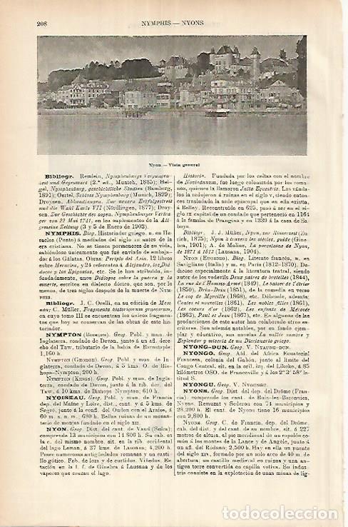 Otros art&iacute;culos de coleccionismo en papel: LAMINA ESPASA 25870: Vista de Nyon Suiza - Varios