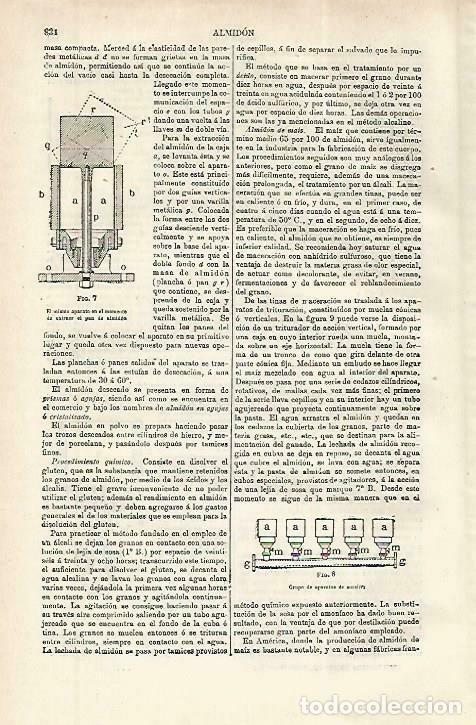 Otros art&iacute;culos de coleccionismo en papel: LAMINA ESPASA 33840: Aparatos para el trabajo del almidon - Varios
