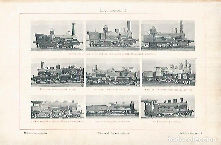 Otros art&iacute;culos de coleccionismo en papel: LAMINA ESPASA 25799: Tipos de locomotoras - Varios